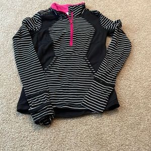 Ivivva black and white striped quarter zip pullover - sz 8